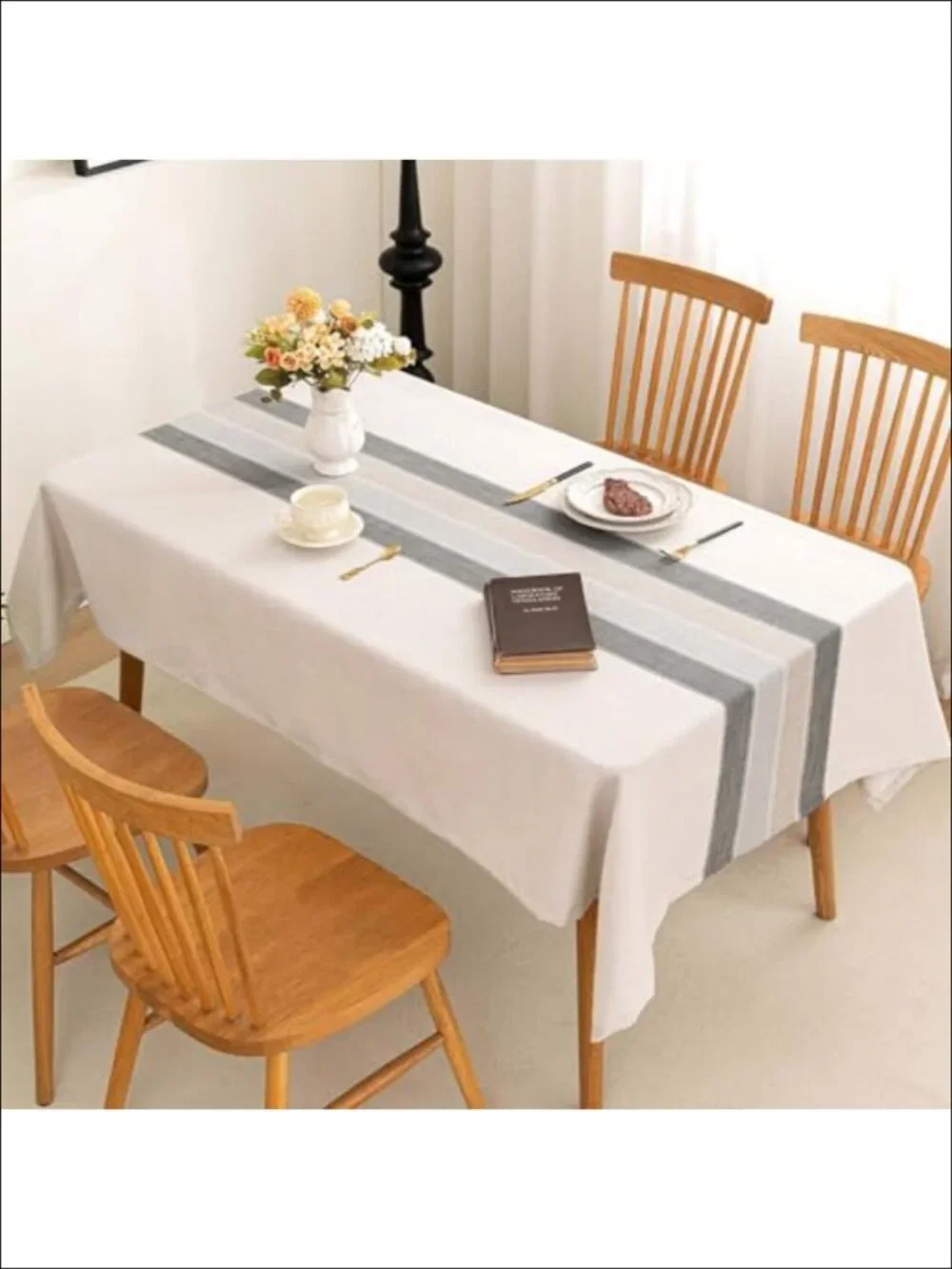 Cotton Linen Waterproof Embroidered Rectangular Tablecloth Farmhouse Dining